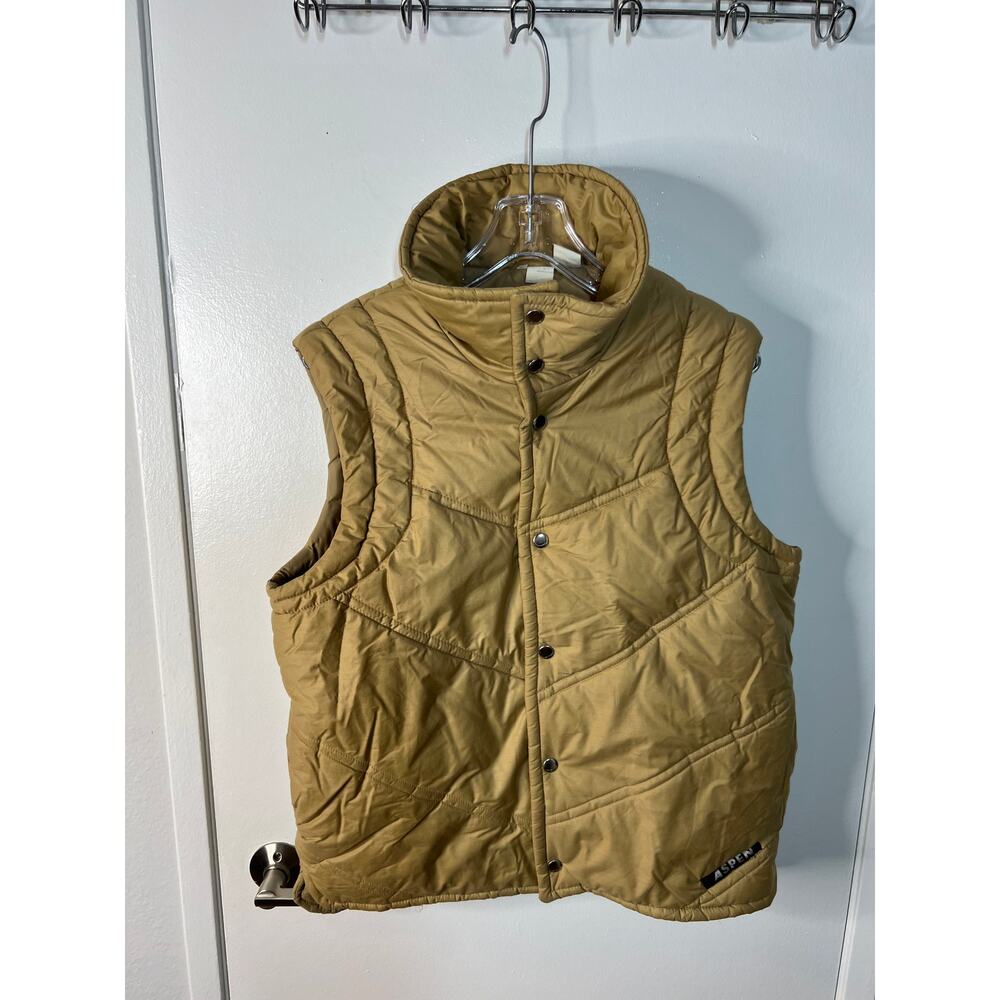 Vintage Aspen Men's Puffer Vest Beige ~ Size L